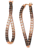 Le Vian Chocolate Ombre Diamond (1-1/2 ct. t.w.) & Nude Diamond (5/8 ct. t.w.) Hoop Earrings in 14k Rose Gold