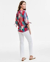 Jones New York Womens Printed Top Straight Leg Jeans