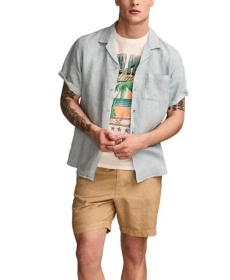 Lucky Brand Mens Classic Fit Button Down Linen Camp Shirt South Padre Island Classic Fit Graphic T Shirt Classic Fit 7 Drawstring Shorts