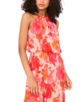 Msk Women's Printed Chiffon Blouson Maxi Dress