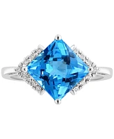 Lali Jewels Swiss Blue Topaz (3-3/8 ct. t.w.) & Diamond (1/20 ct. t.w.) Ring in 14k White Gold