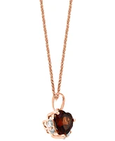 Lali Jewels Garnet (7/8 ct. t.w.) & Diamond (1/10 ct. t.w.) Heart 18" Pendant Necklace in 14k Rose Gold