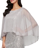 Sl Fashions Petite Cape-Overlay Sequin Sheath Dress