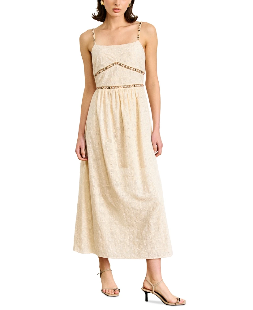 Line & Dot Women's Aurelia Embroidered Cotton Sleeveless Maxi Dress