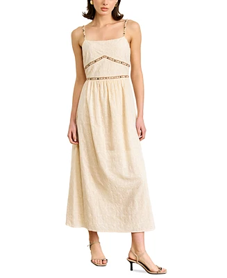 Line & Dot Women's Aurelia Embroidered Cotton Sleeveless Maxi Dress