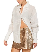 Line & Dot Women's Emberly Embroidered Cotton Button-Front Shirt
