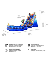 JumpOrange Oasis Commercial Grade Inflatable Water Slide with Detachable Deep Pool (with Blower), Outdoor Indoor, Wet Dry Use, Tall Waterslide, Kids P