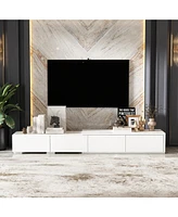 Tv stand with 4 drawers, media console with feet, entertainment center in white wood