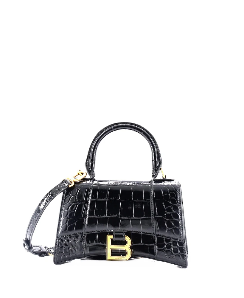 Pre-Owned Balenciaga Hourglass Top Handle Bag Embossed Leather