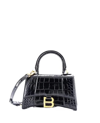 Pre-Owned Balenciaga Hourglass Top Handle Bag Embossed Leather
