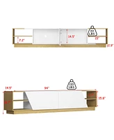 2-door Tv stand, white wood entertainment center, art design media console