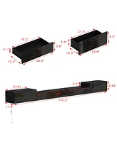 Black wall-mounted Tv stand, entertainment center with five drawers, media console with light strip