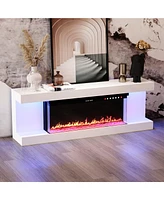 40-inch electric fireplace, recessed fireplace,1500W,white Tv stand
