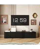 Tv stand with two doors and three drawers, multi-purpose media console, black wood entertainment center