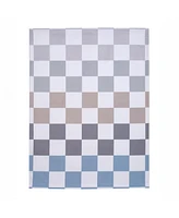 Lambs & Ivy Little Racer Soft Checkered Blue/White/Taupe Fleece Baby Blanket