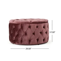 Round Velvet Ottoman Upholstered Footstool for Living Room or Bedroom Soft Polyester Fabric Comfortable Seating Option-The Pop Home