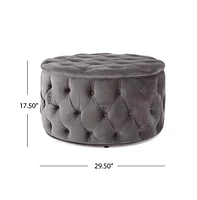 Round Velvet Ottoman Upholstered Footstool for Living Room or Bedroom Soft Polyester Fabric Comfortable Seating Option-The Pop Home