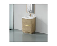 Casainc 24" Freestanding Bathroom Vanity with Sink, Storage Cabinet Stone Resin Countertop and Soft Close Drawers
