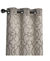 Kate Aurora 2 Piece Geo Sheen Palladian Grommet Top 88% Blackout Curtain Panels - 84 in. Long