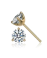 Sterling Silver Cubic Zirconia Solitaire Stud Earrings