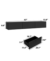 Wooden Tv stand with 3 drawers, wall-mountable media console, entertainment center with light strip