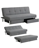 3-Seat Convertible Sofa Bed with 2 Large Drawers and 3 Adjustable Angles