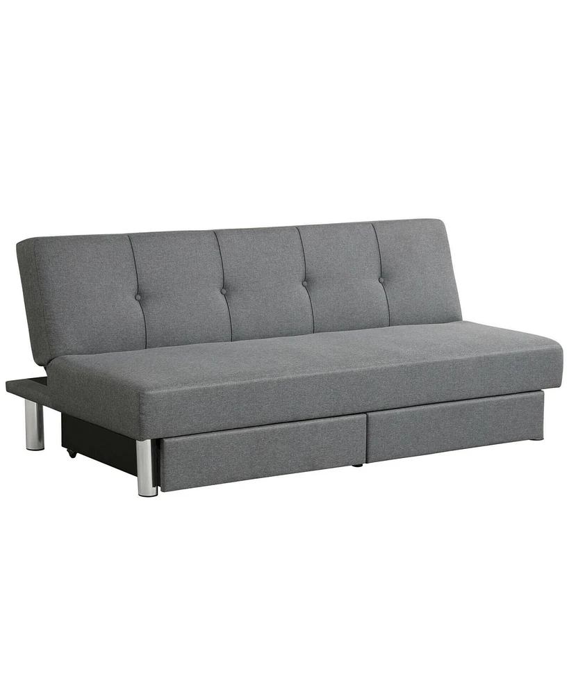 3-Seat Convertible Sofa Bed with 2 Large Drawers and 3 Adjustable Angles