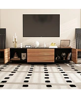 Tv stand with 2 doors and 2 drawers, media console with legs, wooden entertainment center