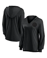 Fanatics Women's Pittsburgh Steelers Blackout Slub Hoodie V-Neck Long Sleeve T-Shirt