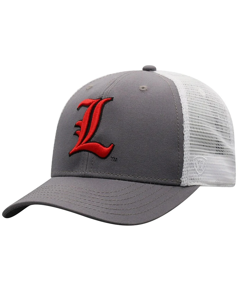Top of the World Men's Gray/White Louisville Cardinals Victory Baseline Trucker Adjustable Hat