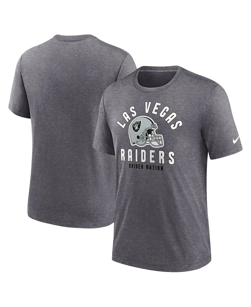 Nike Men's Heather Charcoal Las Vegas Raiders Helmet Tri-Blend T-Shirt