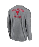 Nike Men's Heather Charcoal Philadelphia Phillies 2-Hit Legend Performance Long Sleeve T-Shirt