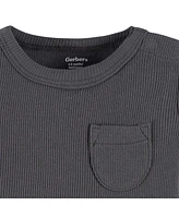 Gerber Baby Boys 2-Pack Bodysuit and Shorts Set, Dark Grey, 0-3 Months