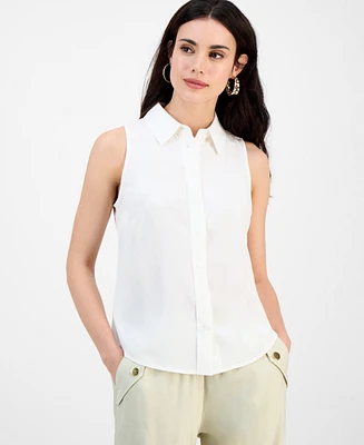 I.n.c. International Concepts Petite Spread-Collar Button-Front Top, Exclusively at Macy's