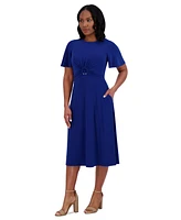 Jessica Howard Petite Round-Neck Midi Jersey Dress