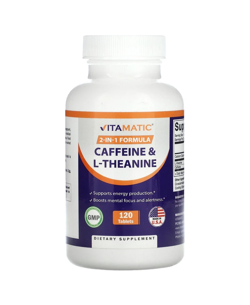 Vitamatic L-Theanine 200mg with Caffeine 100mg 120 Vegetarian Tablets