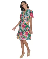 Jessica Howard Petite Printed Tie-Waist Fit & Flare Dress