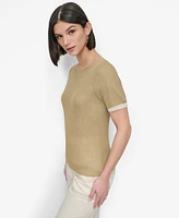 Dkny Women's Contrast-Trim Layered-Look Sweater