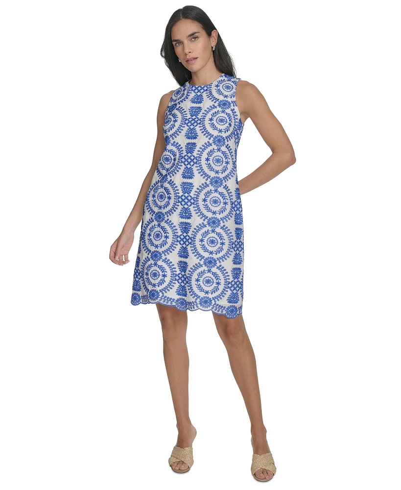 Jessica Howard Petite Embroidered Sleeveless Dress