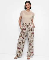 Dkny Women's Printed Wide-Leg Drawstring Pants