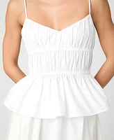 French Connection Women's Cotton Poplin Strappy Peplum Top