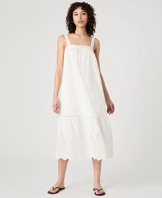 French Connection Women's Cotton Eyelet-Hem Midi Dress