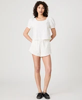 French Connection Women's Eyelet Puff-Sleeve Top