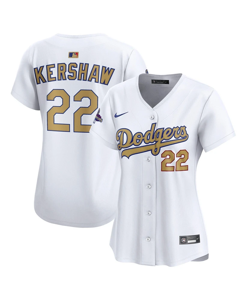 Nike Women's Clayton Kershaw White Los Angeles Dodgers 2025 Gold Collection Limited Jersey