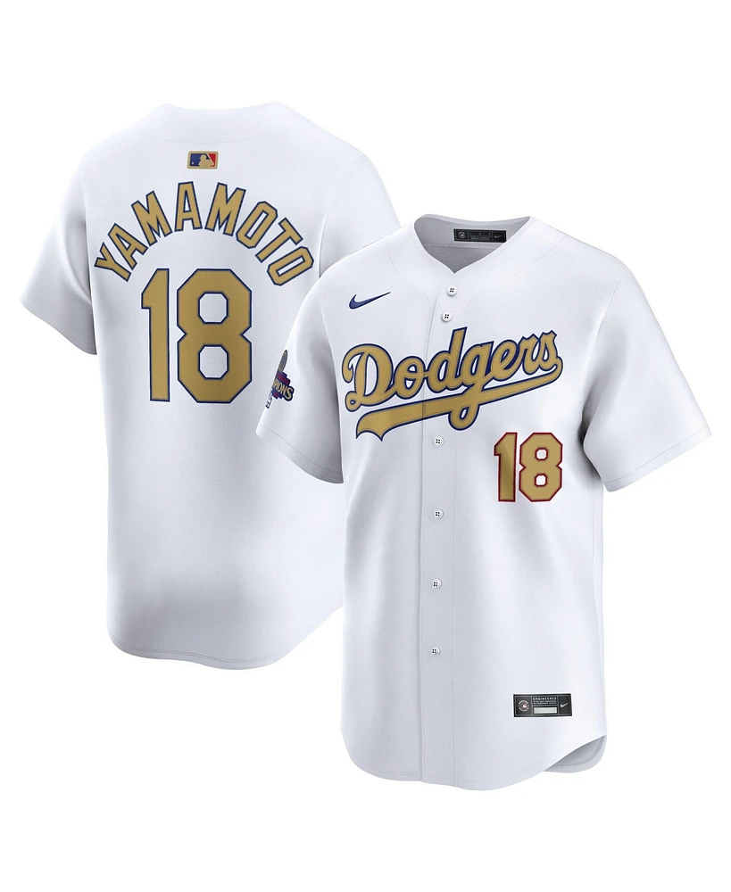 Nike Men's Yoshinobu Yamamoto White Los Angeles Dodgers 2025 Gold Collection Limited Jersey