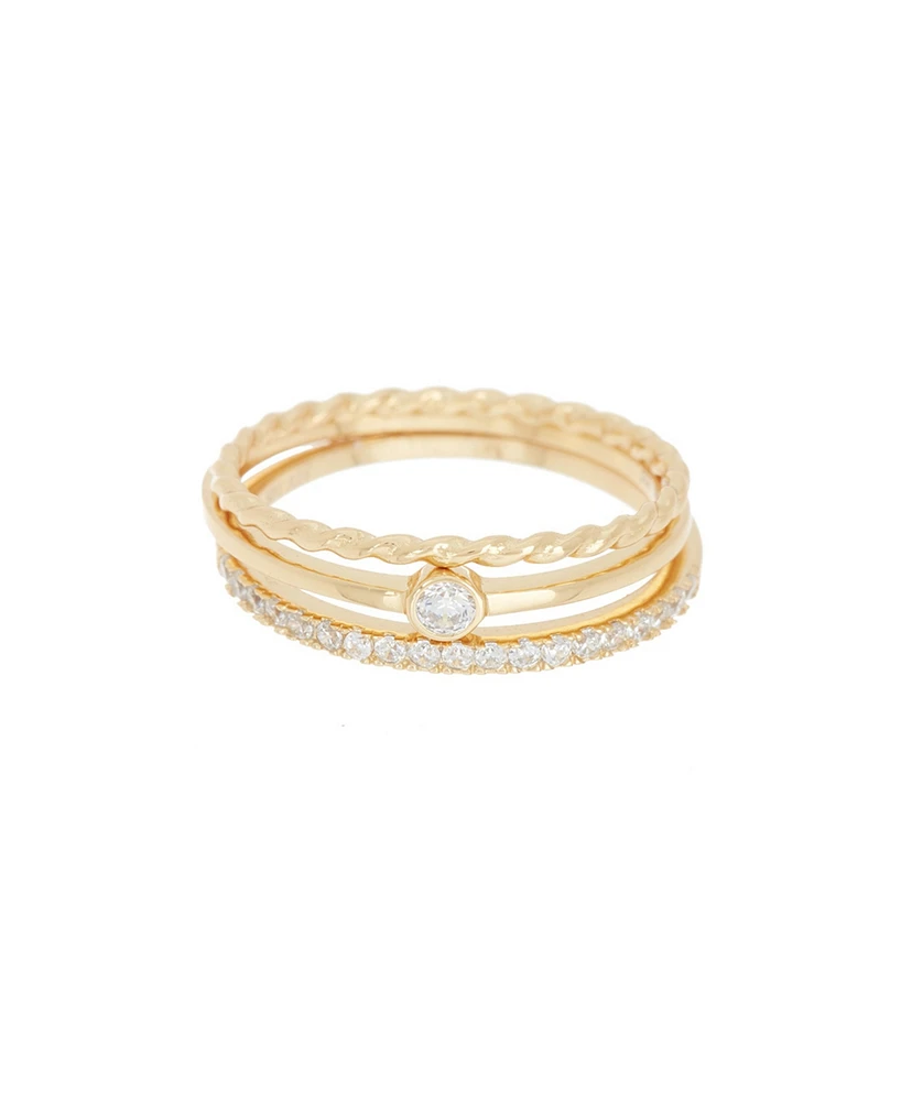 Adornia Gold Three Band Ring Set