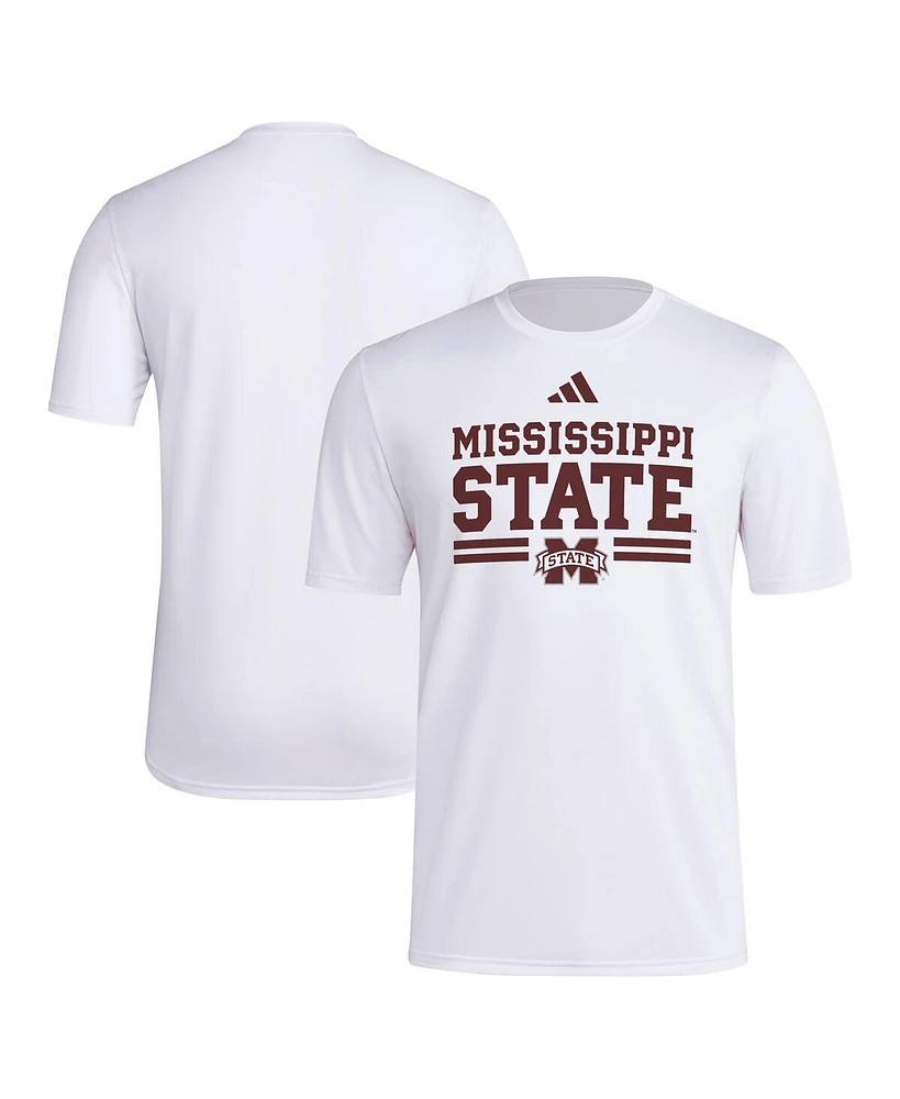 Adidas Men's White Mississippi State Bulldogs Strategy Pre-Game T-Shirt