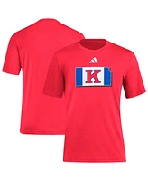 Adidas Men's Red Kansas Jayhawks Basketball State Outline Tri-Blend T-Shirt