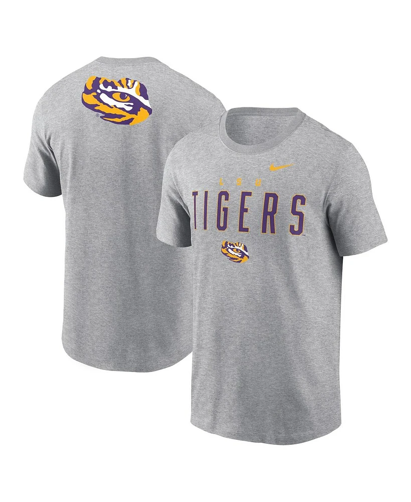 Nike Men's Heather Gray Lsu Tigers Campus 2-Hit Primary Mascot T-Shirt