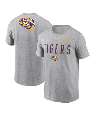 Nike Men's Heather Gray Lsu Tigers Campus 2-Hit Primary Mascot T-Shirt